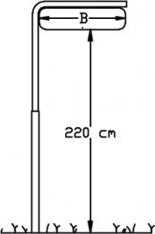 Vinkelstander 220cm t/16x120cm